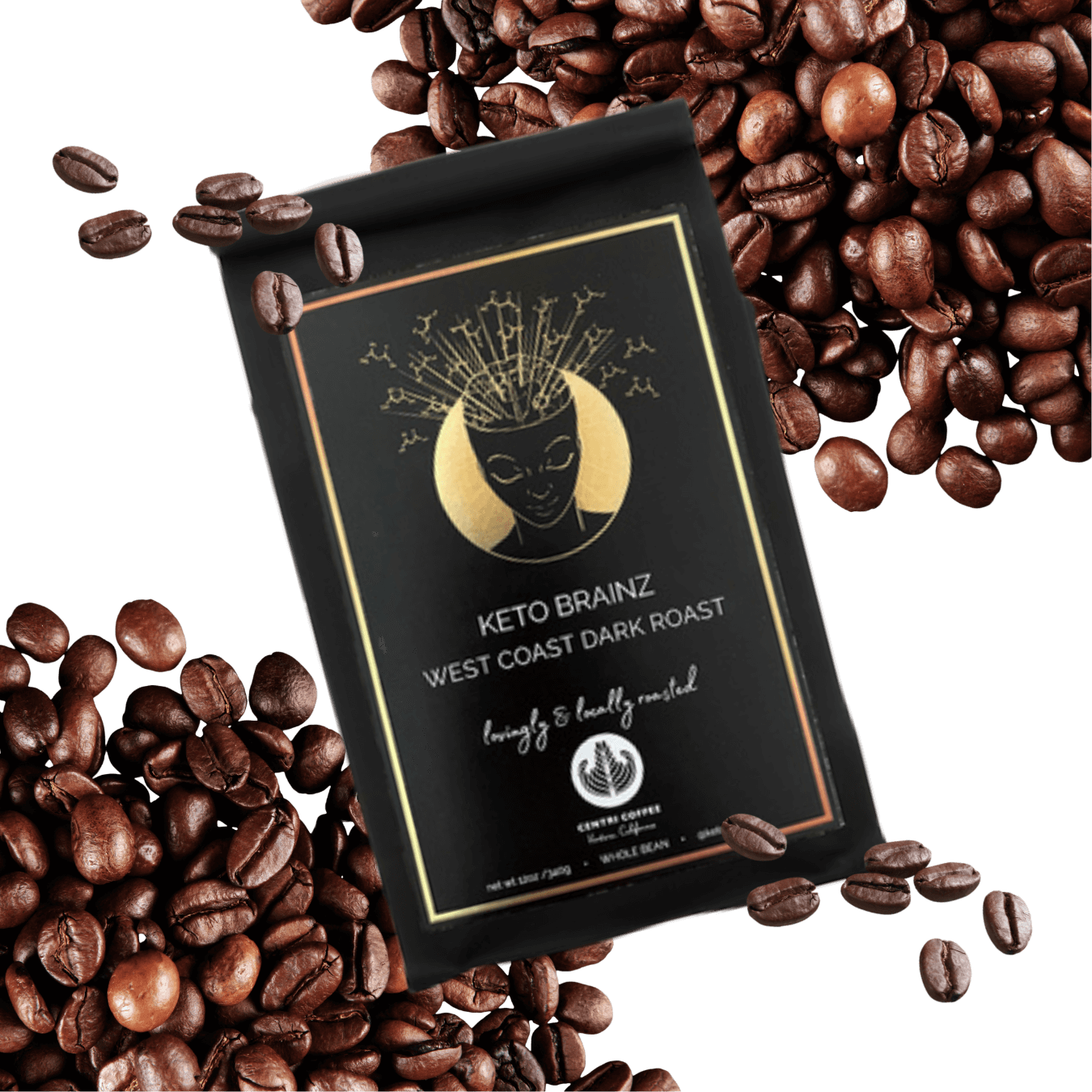 product image of keto brainz west coast dark roast organic whole bean coffee