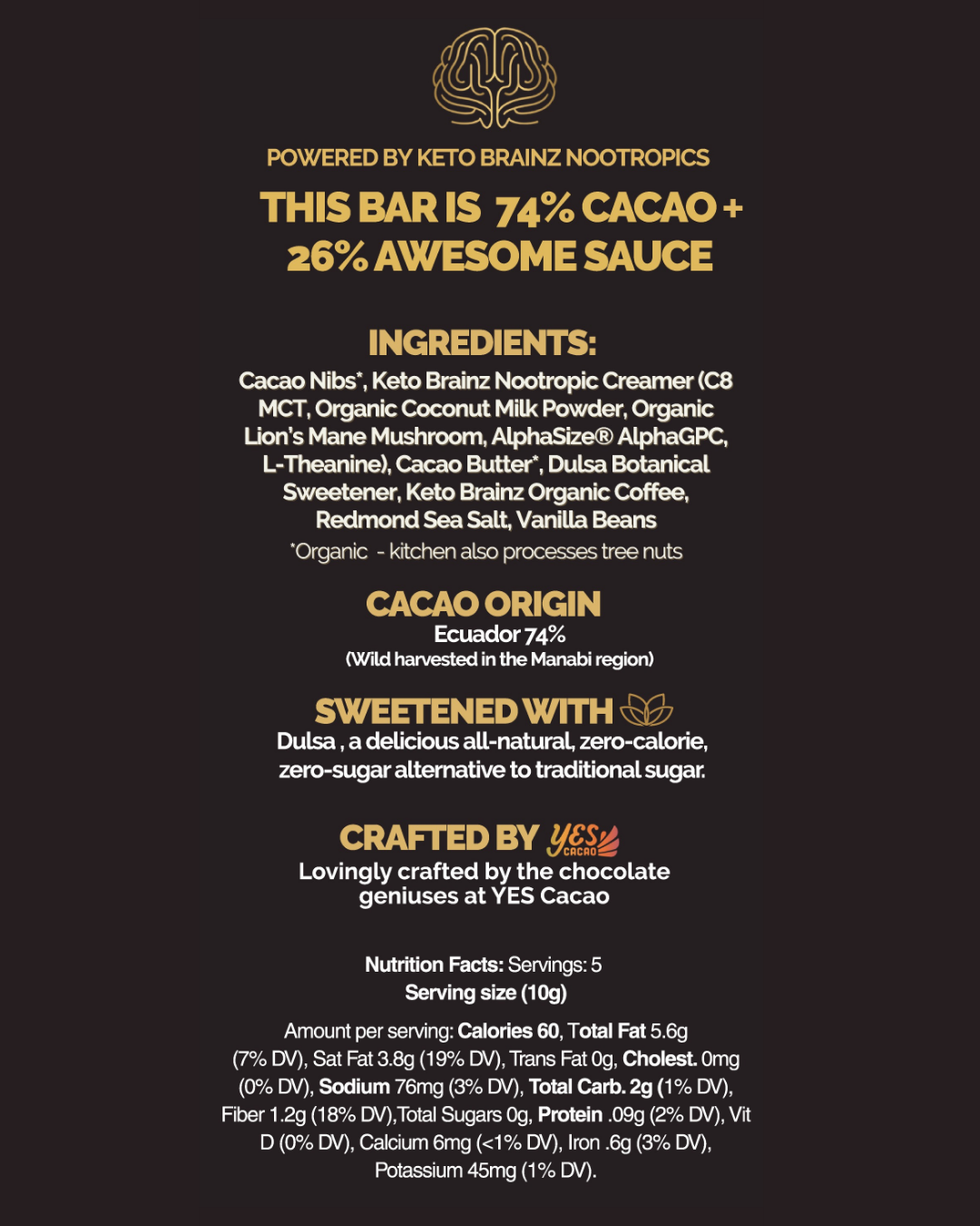 Keto Brainz Nootropic Dark Chocolate Bar - COMING SOON!