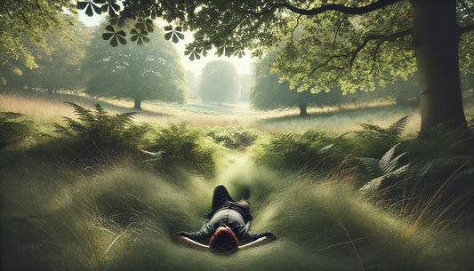Nootropics For Anxiety - image of person laying on their back in the grass under a tree
