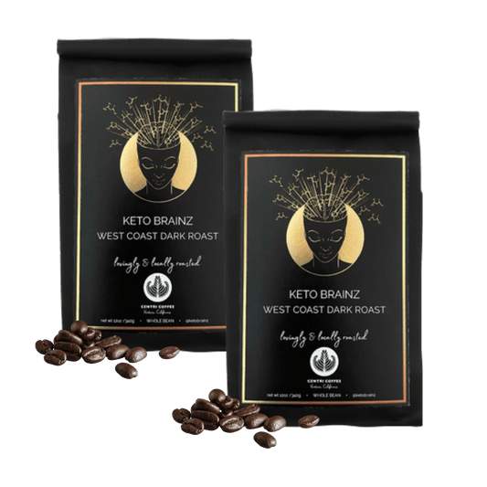 product image of 2 pack of keto brainz west coast dark roast organic whole bean coffee
