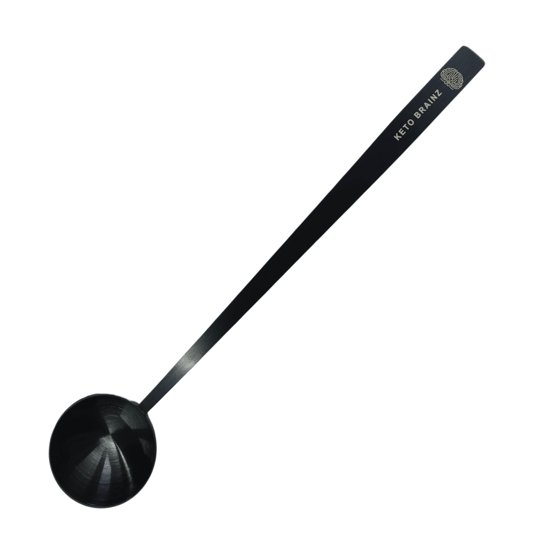 Keto Brainz Matte Black Stainless Steel Long Handled Scoop