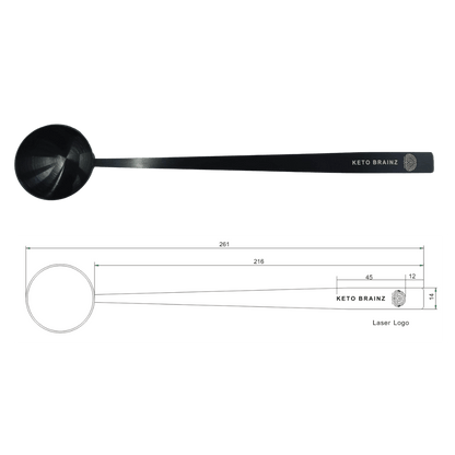 Keto Brainz Matte Black Stainless Steel Long Handled Scoop