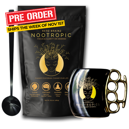 Keto Brainz + Long Handled Spoon + Brass Knuckle Mug