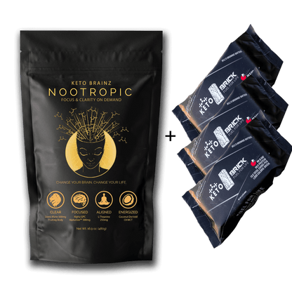 product image of Keto Brainz Nootropic creamer and 3 Mark Bell carnivore keto bricks