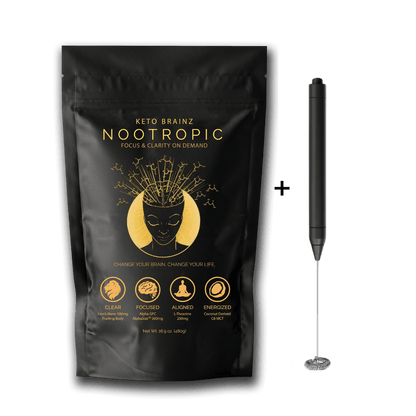 product image of keto brainz nootropic creamer and mini hand blender